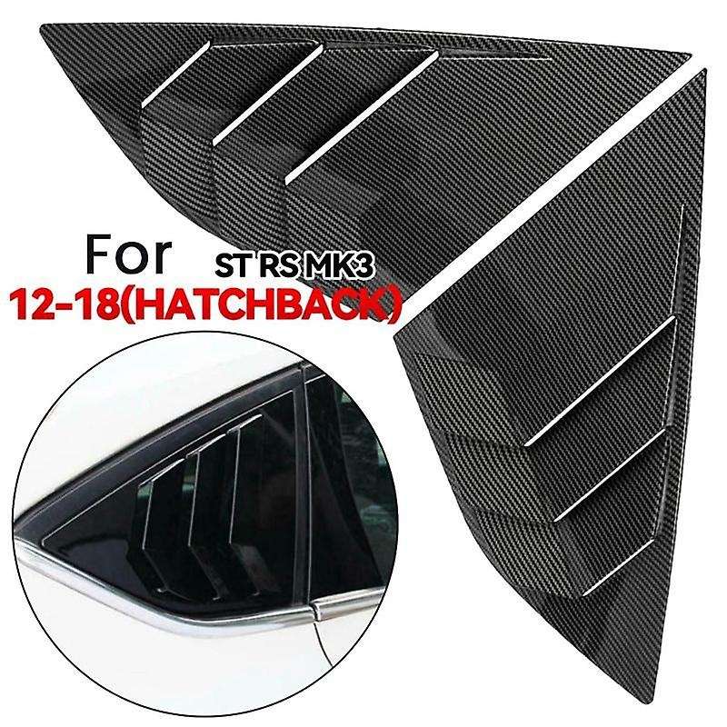 Carbon Fiber Color Rear Side Vent Quarter Window Louver Shutter Cover for Focus MK3 Hatchback 2012-2