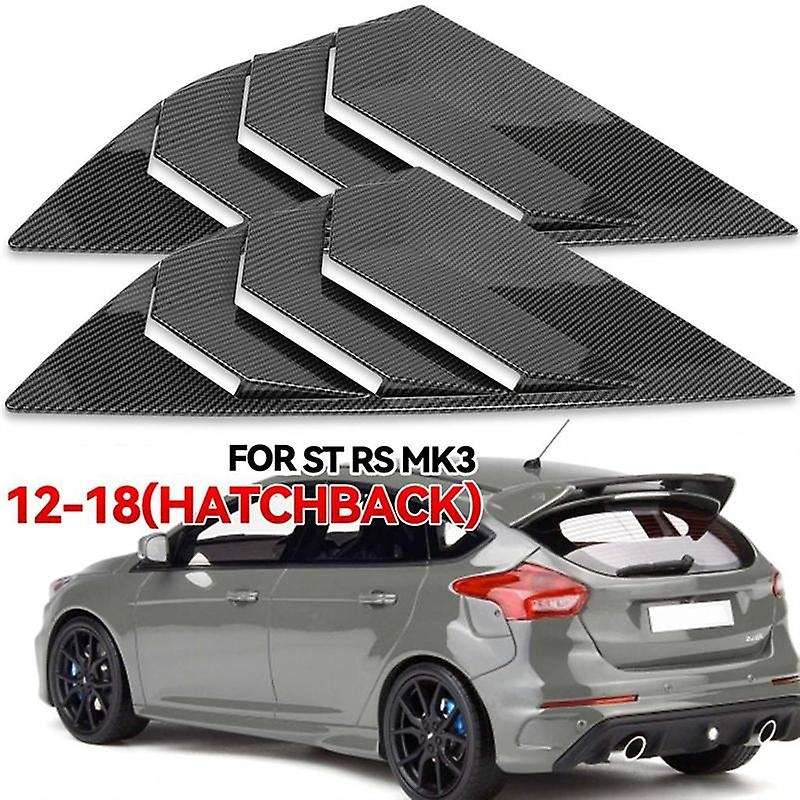 Carbon Fiber Color Rear Side Vent Quarter Window Louver Shutter Cover for Focus MK3 Hatchback 2012-2