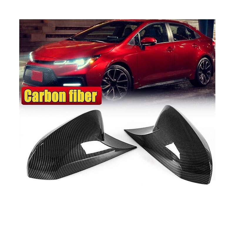 Carbon Fiber Color Ox Horn Rearview Mirror Cover Cap Trim for 2019-2023