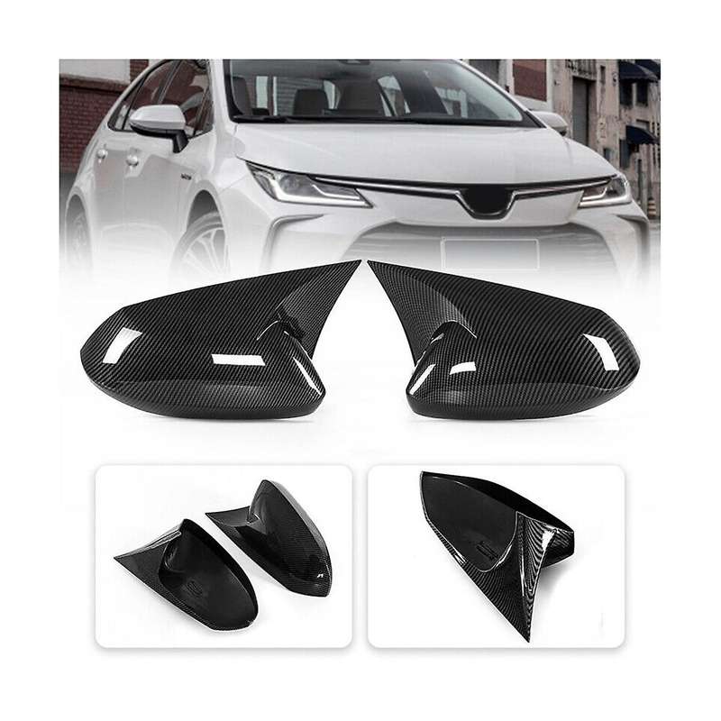 Carbon Fiber Color Ox Horn Rearview Mirror Cover Cap Trim for 2019-2023