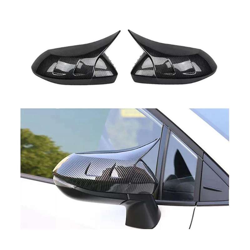 Carbon Fiber Color Ox Horn Side Door Rearview Mirror Cover Trim Cap for 2019-2023