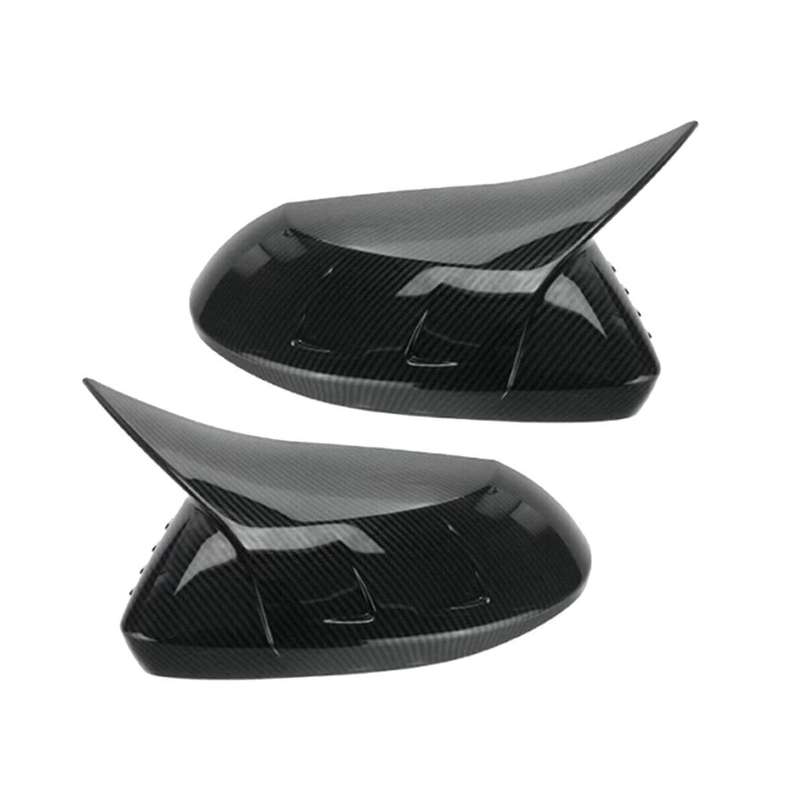 Carbon Fiber Color Ox Horn Side Door Rearview Mirror Cover Trim Cap for 2019-2023