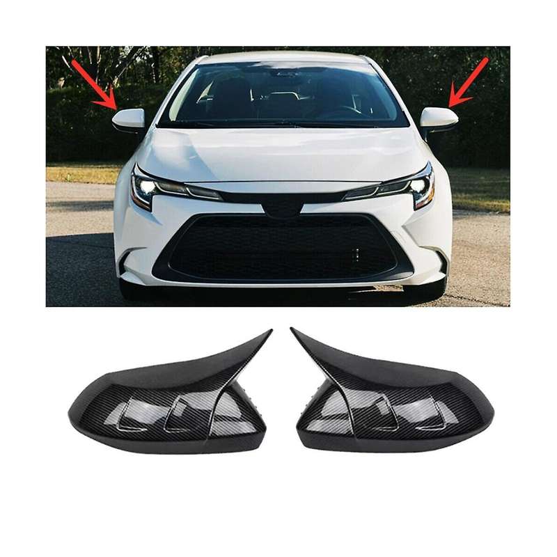 Carbon Fiber Color Ox Horn Side Door Rearview Mirror Cover Trim Cap for 2019-2023