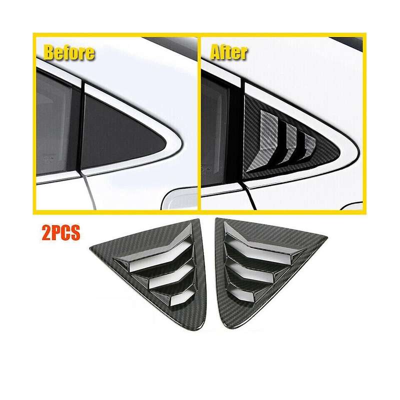 Carbon Fiber Color Rear Side Vent Quarter Window Louver Shutter Cover for 2020-2023