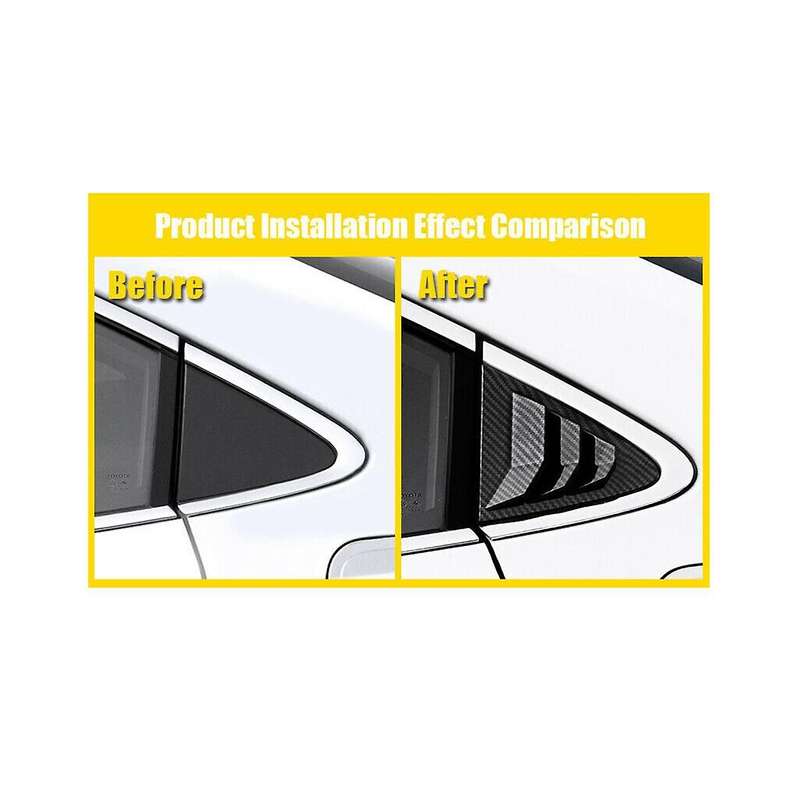 Carbon Fiber Color Rear Side Vent Quarter Window Louver Shutter Cover for 2020-2023