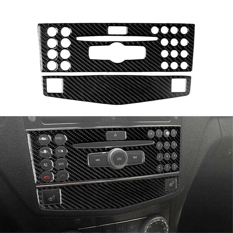 Carbon Fiber Console CD Panel Trim for C Class W204 2007-2010 Type D