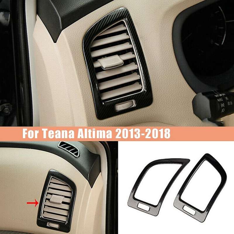 Carbon Fiber Console L&R Side AC Air Conditioning Outlet Vent Cover Trim for Teana Altima 2013-2018