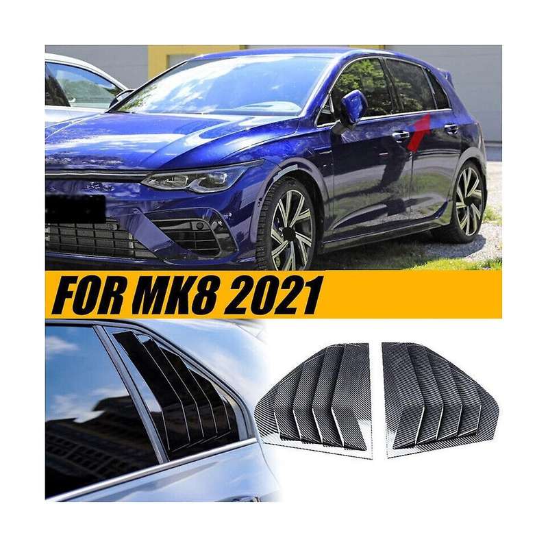 Carbon Fiber Color Rear Side Vent Quarter Window Louver Shutter Cover Trim for Mk8 2021-2023