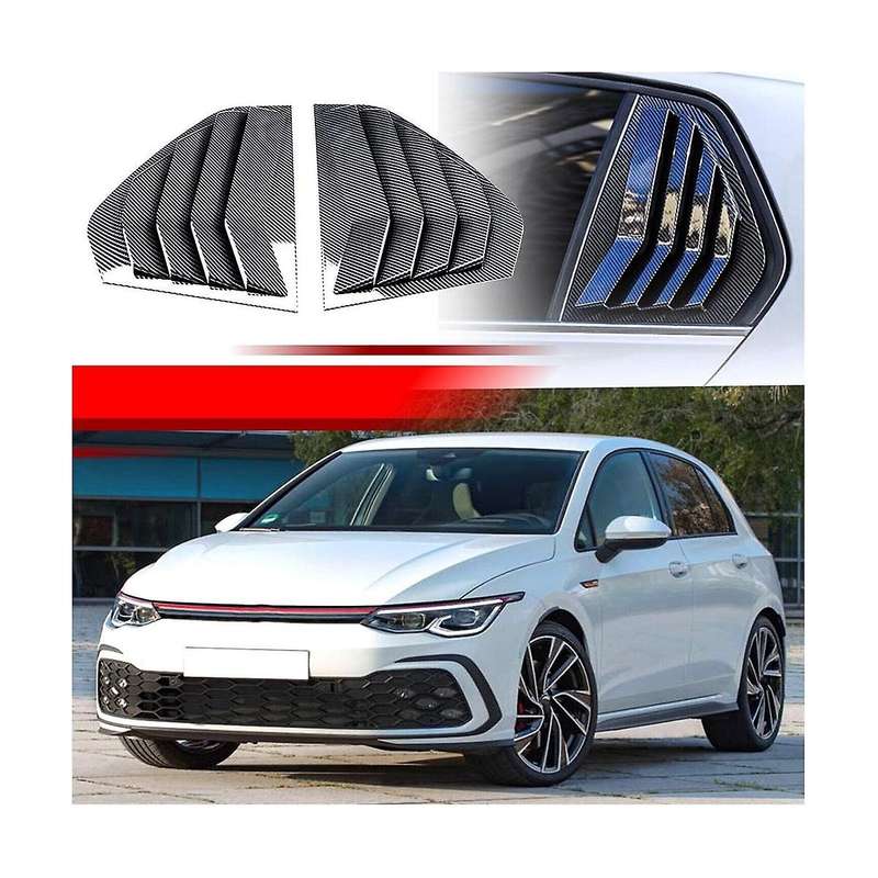 Carbon Fiber Color Rear Side Vent Quarter Window Louver Shutter Cover Trim for Mk8 2021-2023