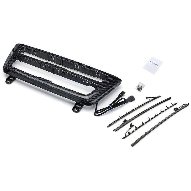 Carbon Fiber Dashboard Cover Trim AC Panel LED Ambient Light Interior Door Ambient Light Strip for 3