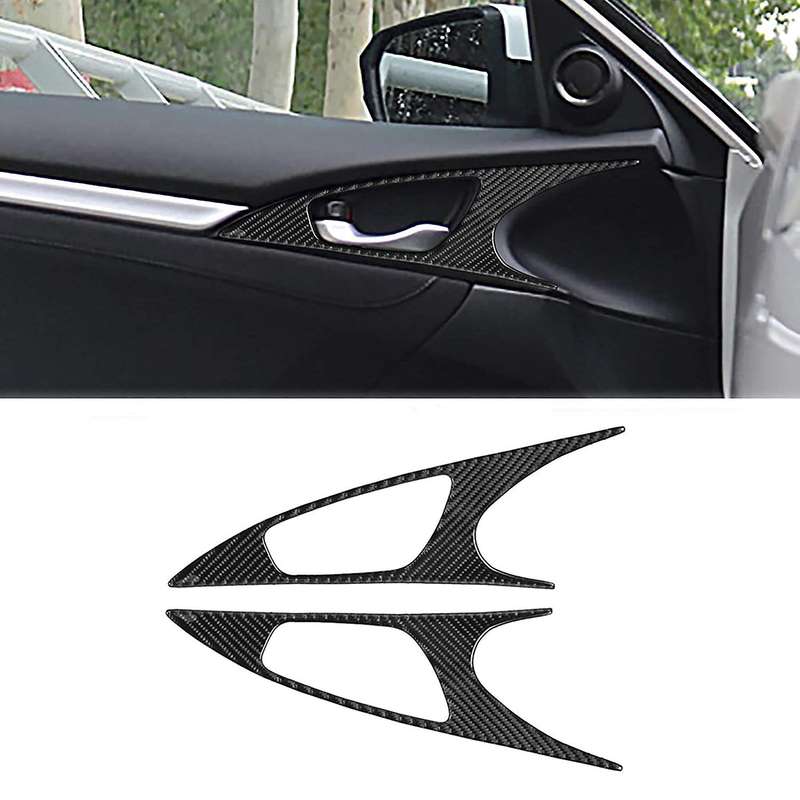 Carbon Fiber Door Handle Bowl Cover Trim Interior Door Bowl Panel Door Decorations for 10Th Gen 2016