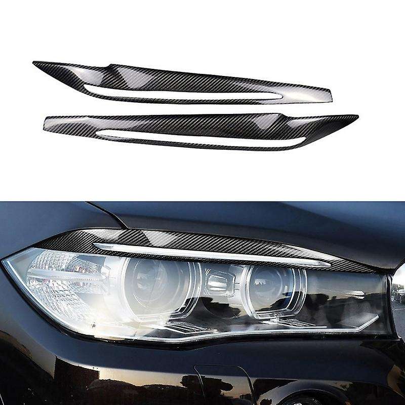 Carbon Fiber Decor Headlights Eyebrows Eyelids Trim Cover Car Light Stickers for F15/F16 X5 X6 2014-