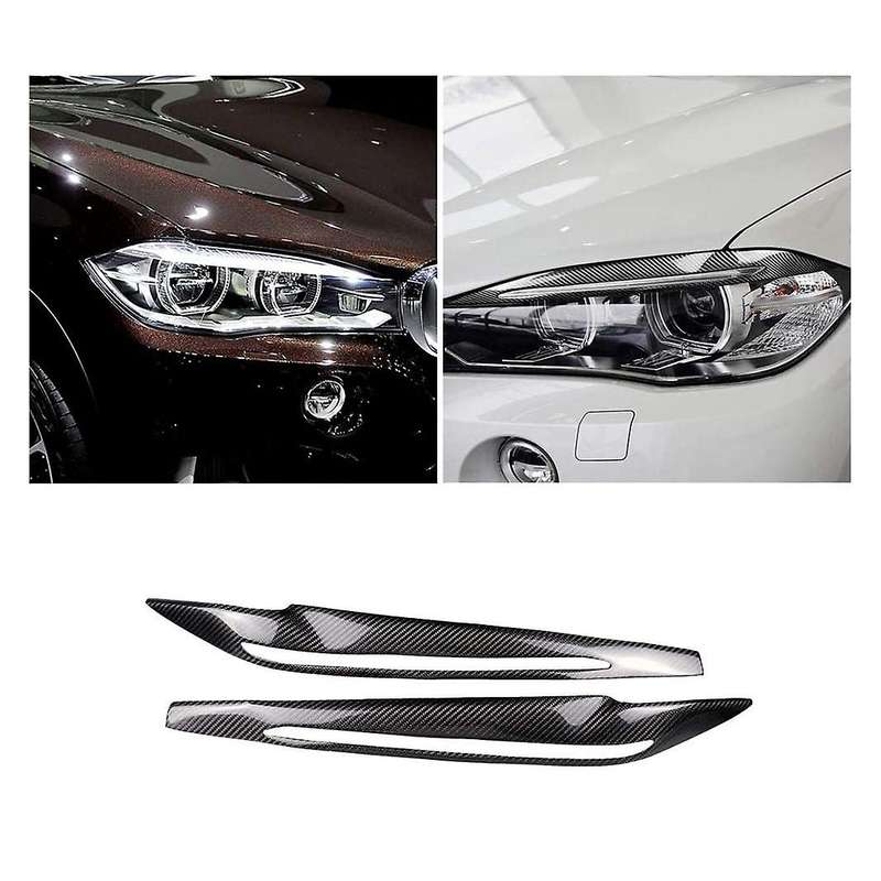 Carbon Fiber Decor Headlights Eyebrows Eyelids Trim Cover Car Light Stickers for F15/F16 X5 X6 2014-