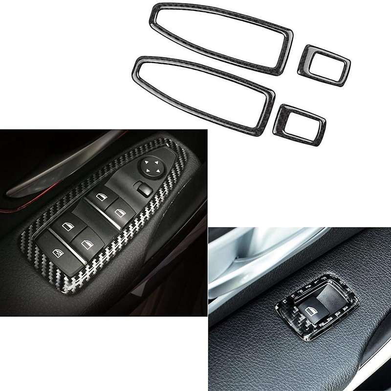 Carbon Fiber Door and Window Button Switch Frame Sticker Moulding, Door Key Frame Accessories, for F