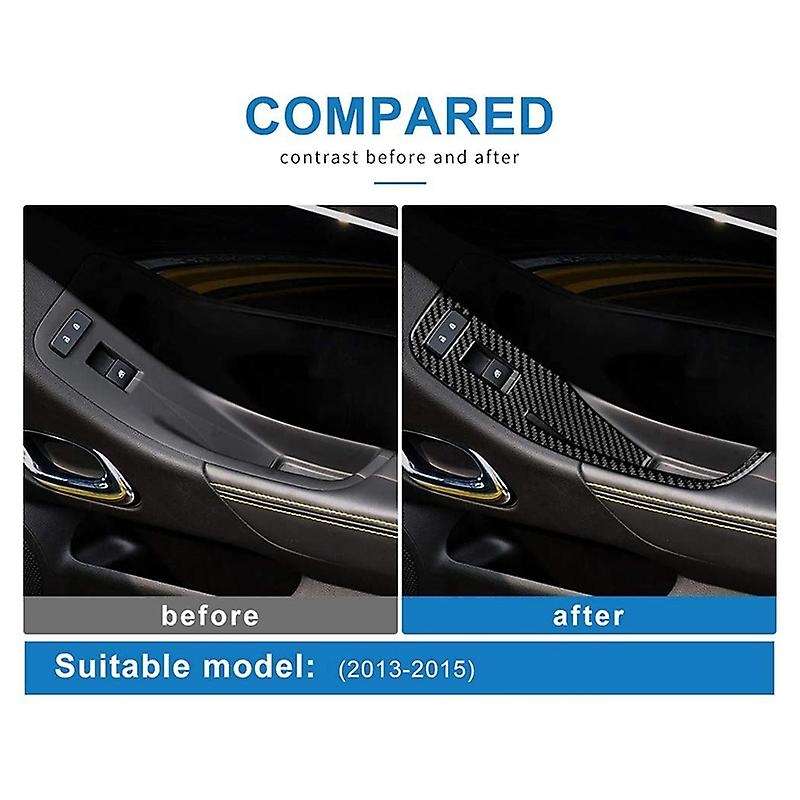 Carbon Fiber Door Window Control Switch Panel Sticker Trim Decal for 2013-2015 Accessories, Black