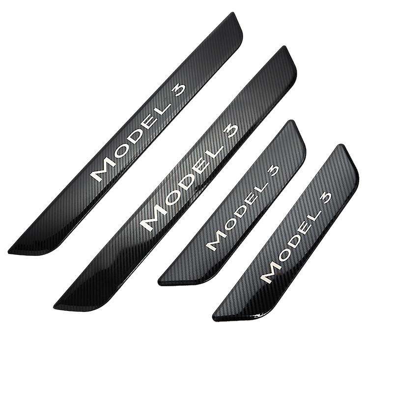 Carbon Fiber Door Sill Protector Stainless Steel Door Sill Decoration Wrap Cover Welcome Pedals for