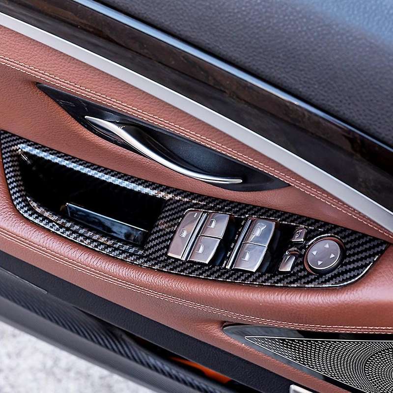 Carbon Fiber Door Window Switch Panel Interior Handle Cover Trim for  5 Series F10 F11 F18 520I 523I