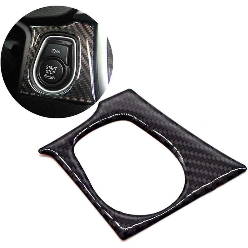 Carbon Fiber Engine Start Switch Button Cover Moulding Sticker, Key Hole Cover Interior Trim Sticker