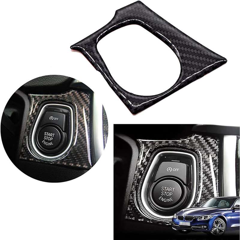Carbon Fiber Engine Start Switch Button Cover Moulding Sticker, Key Hole Cover Interior Trim Sticker