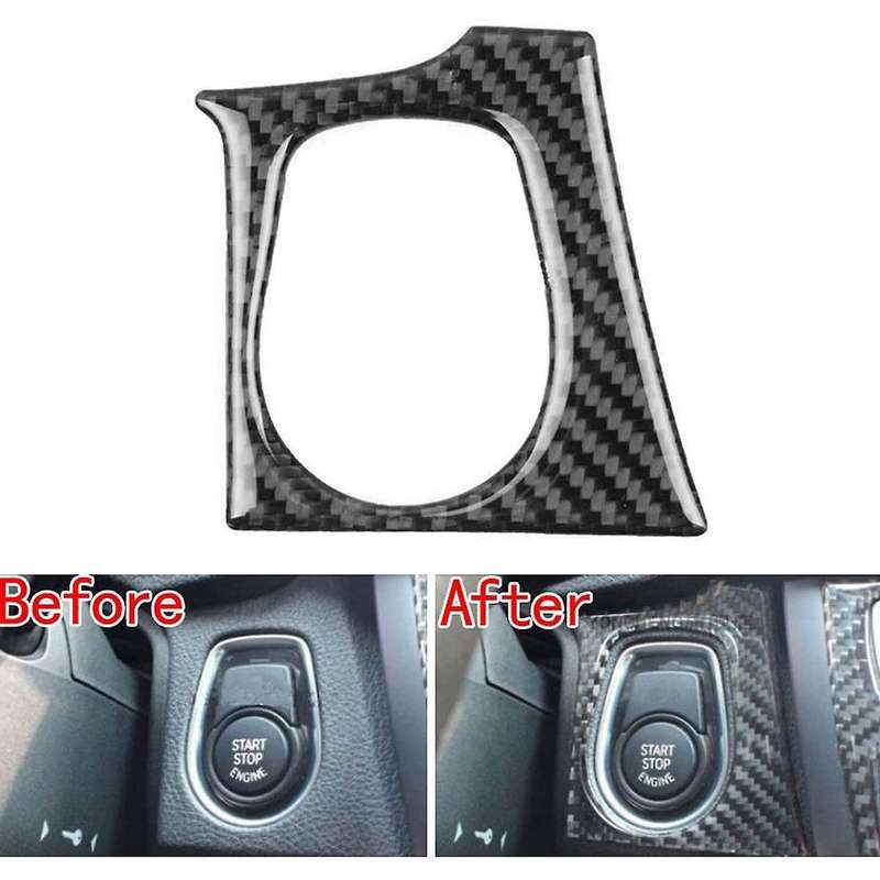 Carbon Fiber Engine Start Switch Button Cover Moulding Sticker, Key Hole Cover Interior Trim Sticker