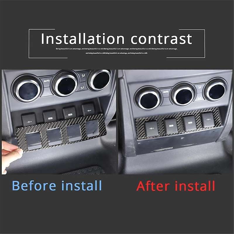 Carbon Fiber for 110 130 2020-2024 Rear Charging Port Button Panel Cover Trim Interior Accessories