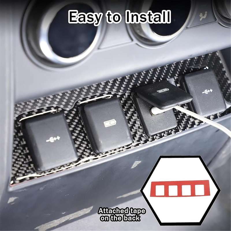 Carbon Fiber for 110 130 2020-2024 Rear Charging Port Button Panel Cover Trim Interior Accessories