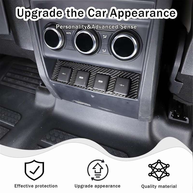 Carbon Fiber for 110 130 2020-2024 Rear Charging Port Button Panel Cover Trim Interior Accessories