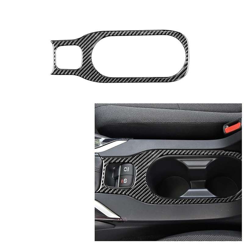 Carbon Fiber for / 2019-2023 Center Control Water Cup Holder Cover Trim Interior Accessories
