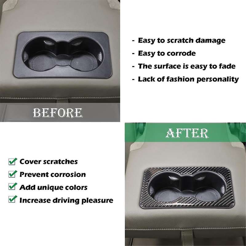 Carbon Fiber for 110 2020-2024 Rear Seat Armrest Cup Holder Cover Trim Interior Accessories