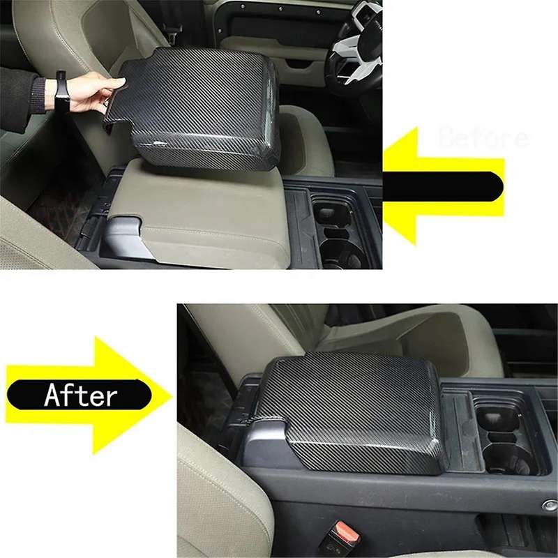 Carbon Fiber for 90 110 130 2020-2024 Center Console Armrest Panel Cover Trim Interior Accessories