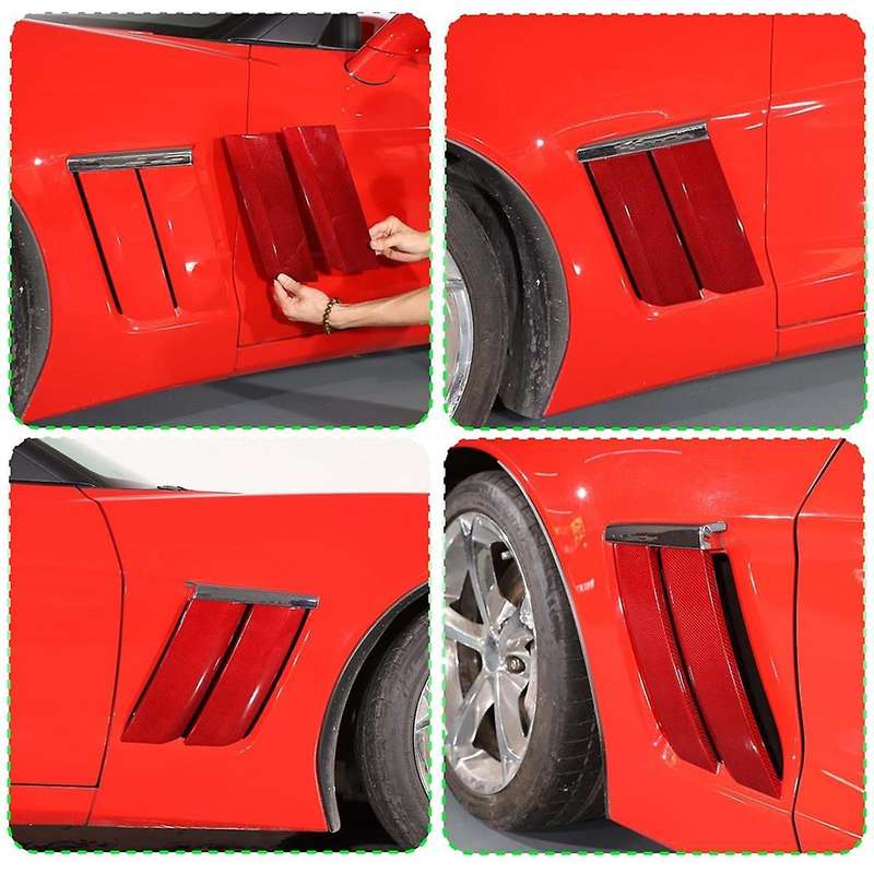 Carbon Fiber for C6 2005-2013 Car Sides Body Air Vent Outlet Cover Trim ,Red