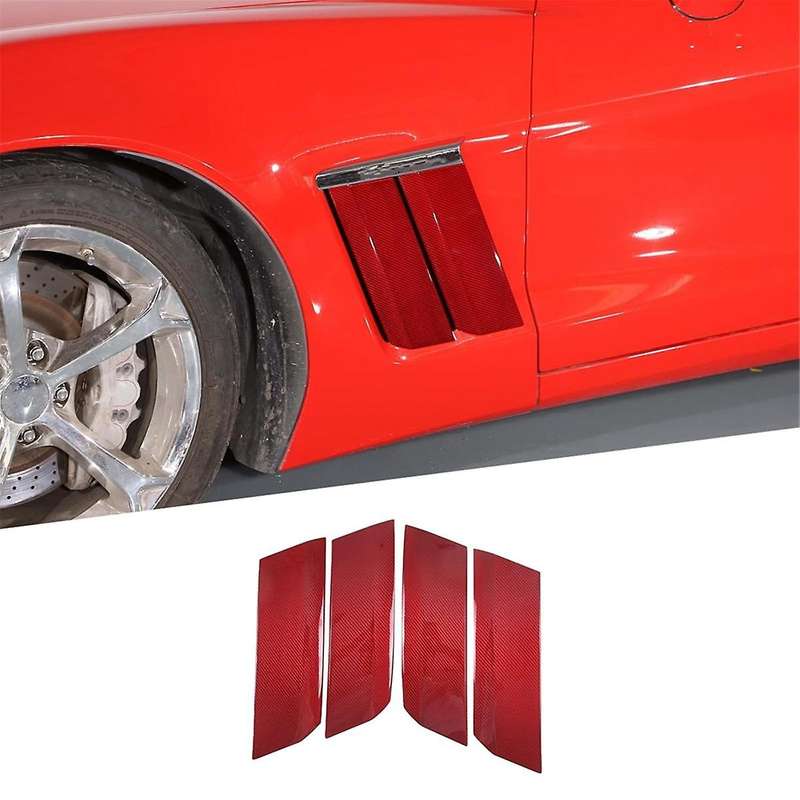 Carbon Fiber for C6 2005-2013 Car Sides Body Air Vent Outlet Cover Trim ,Red