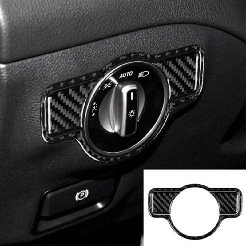 Carbon Fiber for C Class W204 Inner Headlight Switch Decorative Cover Trim