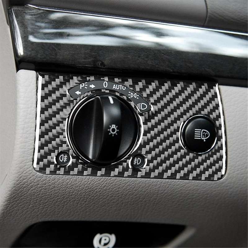 Carbon Fiber for E-Class W211 2003-2009 Headlight Switch Knob Cover Trim Interior Accessories ,A