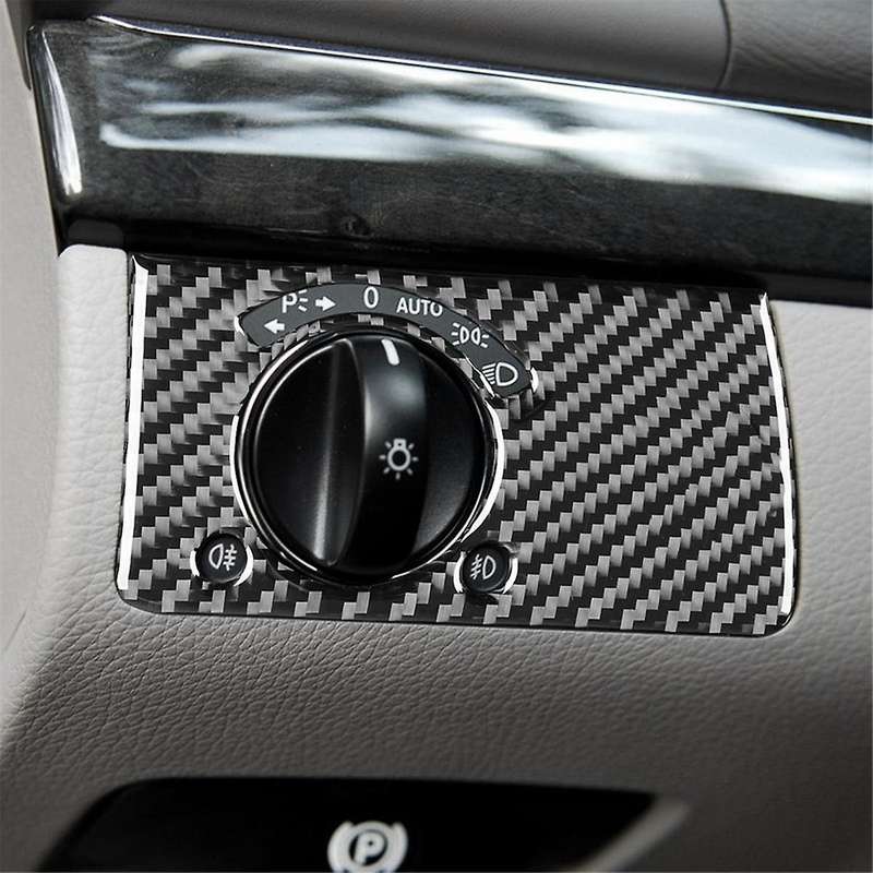 Carbon Fiber for E-Class W211 2003-2009 Headlight Switch Knob Cover Trim Interior Accessories ,B