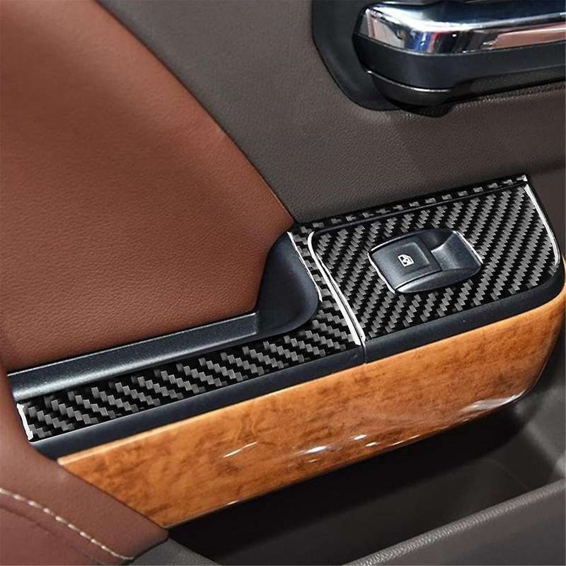 Carbon Fiber for Sirrra 1500 14-18 LHD Window Lift Switch Panel Cover Trim Interior Accessories ,A