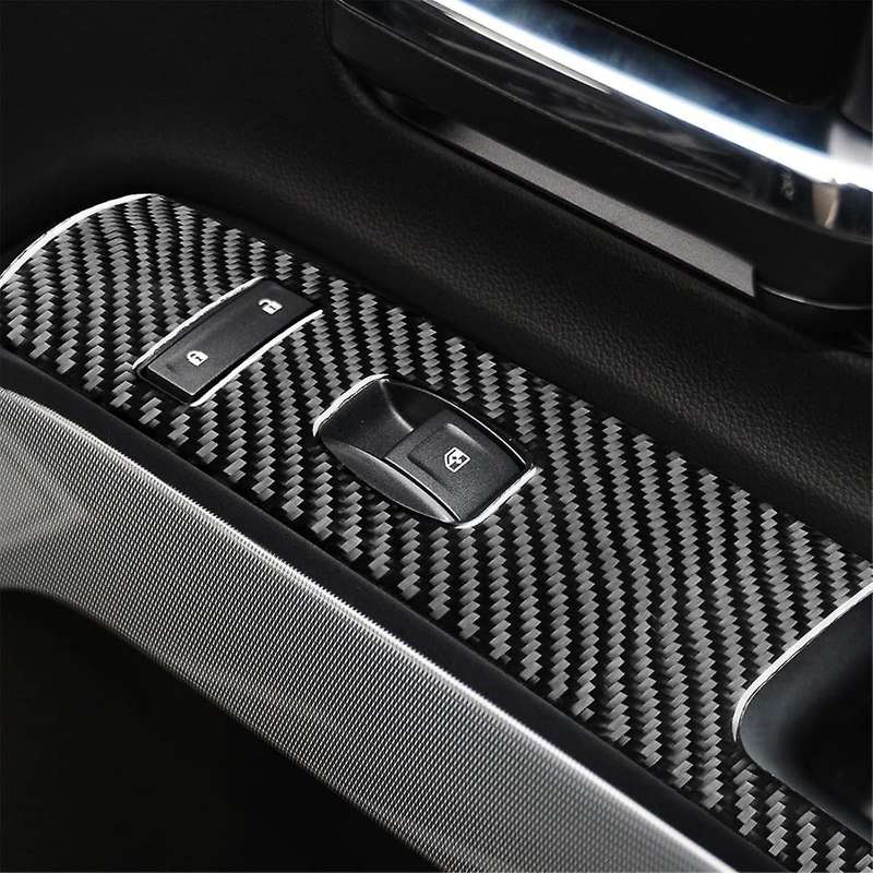 Carbon Fiber for Sirrra 1500 14-18 LHD Window Lift Switch Panel Cover Trim Interior Accessories ,A