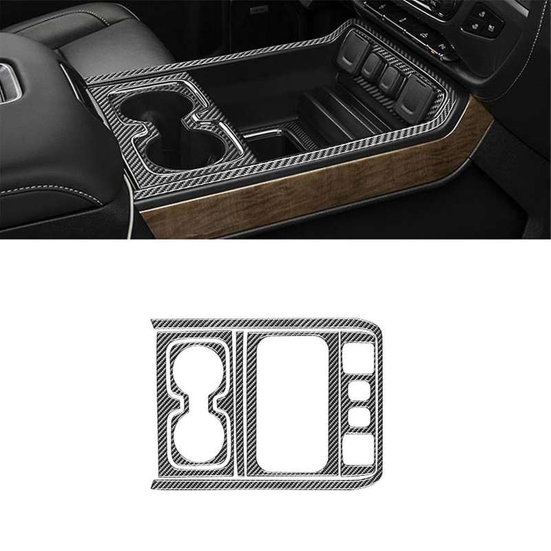 Carbon Fiber for Sirrra 1500 2014-2018 Center Console Storage Box Panel Cup Cover Trim Accessories
