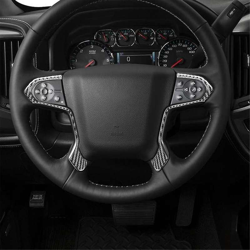 Carbon Fiber for Sirrra 1500 2014-2018 LHD Car Steering Wheels Trim Cover Interior Accessories ,B