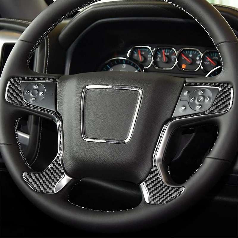 Carbon Fiber for Sirrra 1500 2014-2018 LHD Car Steering Wheels Trim Cover Interior Accessories ,A