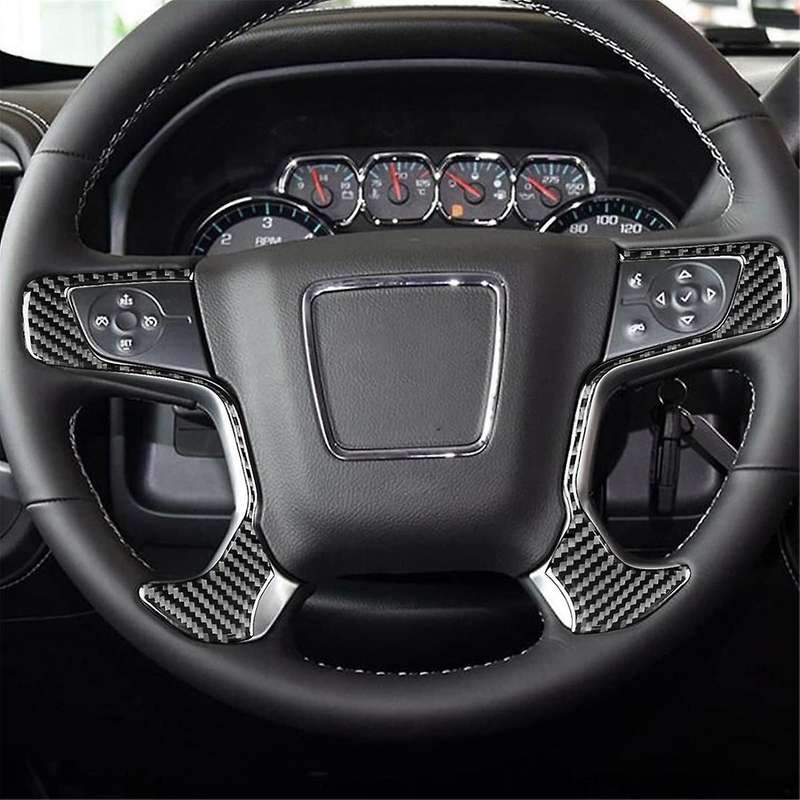 Carbon Fiber for Sirrra 1500 2014-2018 LHD Car Steering Wheels Trim Cover Interior Accessories ,A