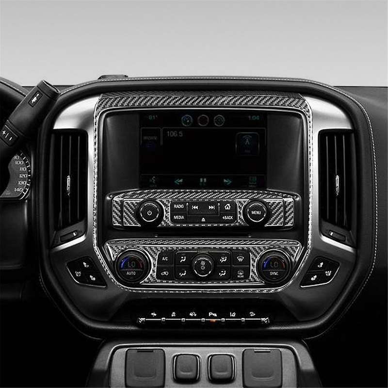Carbon Fiber for Sirrra 1500 2014-2018 LHD Center Console AC Panel Cover Trim Interior Accessories