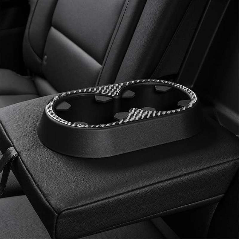 Carbon Fiber for Sirrra 1500 2014-2018 Rear Water Cup Holder Panel Cover Trim Interior Accessories