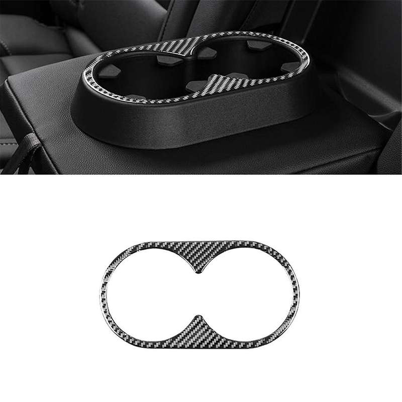 Carbon Fiber for Sirrra 1500 2014-2018 Rear Water Cup Holder Panel Cover Trim Interior Accessories