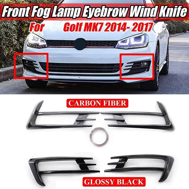 Carbon Fiber Front Bumper Fog Light Grilles Fog Lamp Eyebrow Cover Trim for Golf 7 MK7 2014 2015 201
