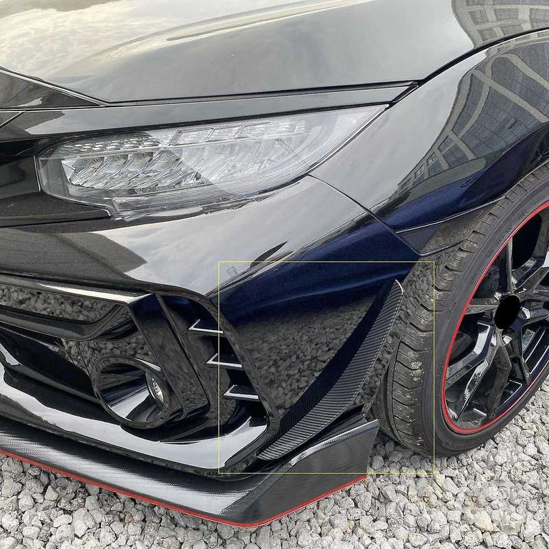 Carbon Fiber Front Bumper Lip Splitter Fin Air Knife Auto Body Kit Car Spoiler for FK8 Si Type-R 201