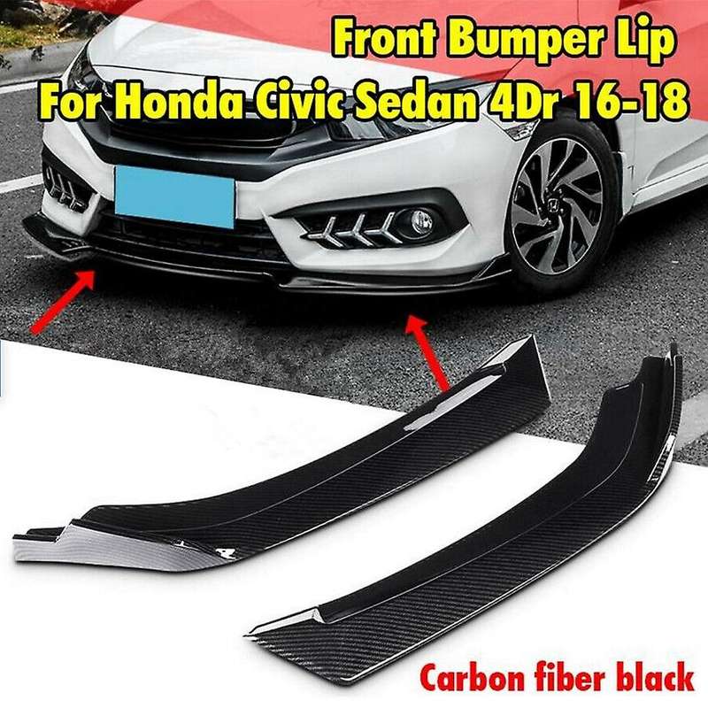 Carbon Fiber Front Bumper Lip Angle Diffuser Splitter Spoiler Scratch Protector for Sedan 4Dr 2016-2