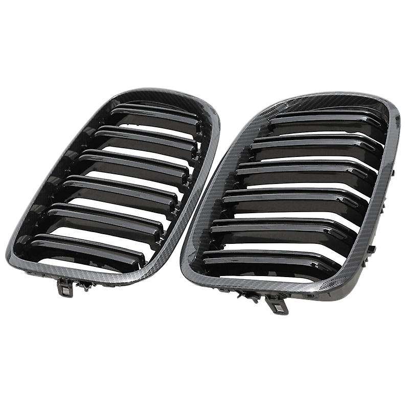 Carbon Fiber Front Bumper Kidney Grille Double Slat Front Mesh Grill for X5 X6 E70 E71 2007-2013