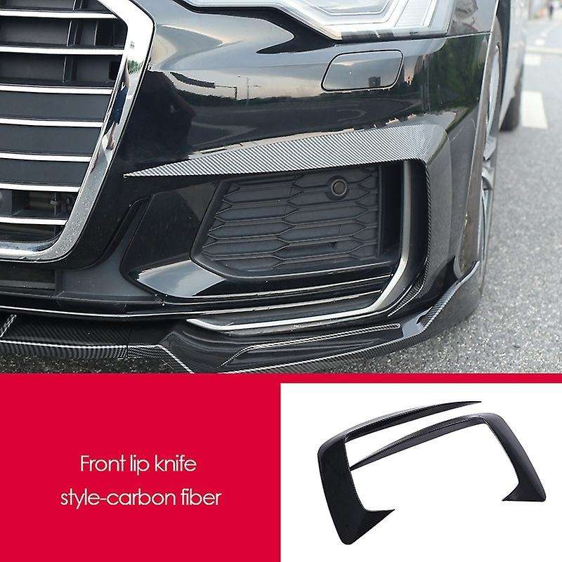 Carbon Fiber Front Bumper Lip Splitter Fog Light Eyebrow Cover Trim for  A6L C8 2019 2020