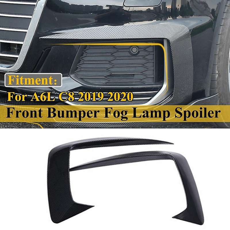 Carbon Fiber Front Bumper Lip Splitter Fog Light Eyebrow Cover Trim for  A6L C8 2019 2020